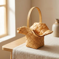 Lotus Leaf Shaped Basket Photography Prop Handmade Flower Basket Lightweight Decorative Container for Dancers, Women, Photo Shoots, Weddings, Parties