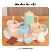 Realistic Design Pretend Afternoon Tea Set Educational Wooden Tea Set Safe Materials Paint for Toddlers, Playhouse