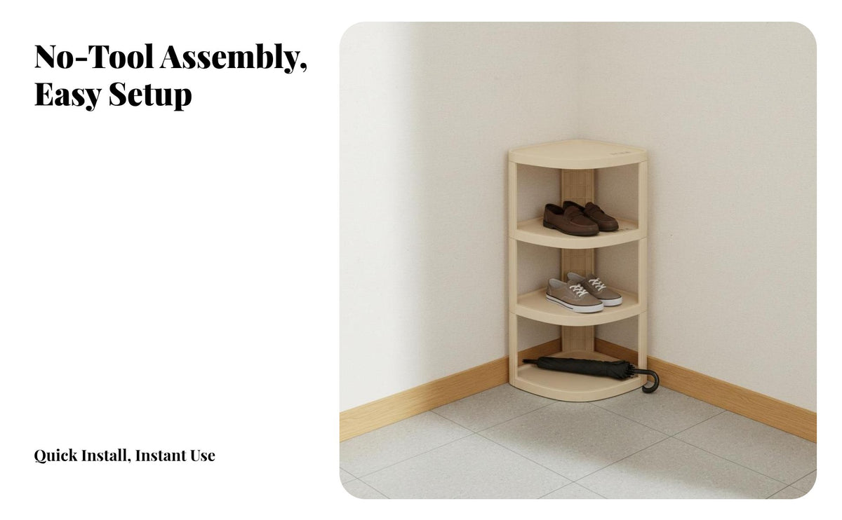 Space-Saving Corner Shoe Rack Easy Assembly Multi-Tier Triangular Rack Unrestrictedstanding Footwear Stand Vertical Design for Students, Homeowners, Entryway, Small Areas, Hallway, Dormitory