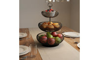 Nordic Design Tiered Fruit Basket Ventilated Airflow Metal Fruit Bowl Stand Rust-Proof Countertop Snack Holder Hand-Welded for Office, Parties