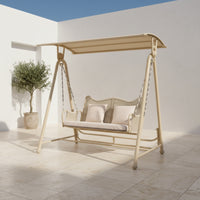 Loveseat Swing Chair Double Canopy Swing Chair Outdoor Furniture for Couples, Garden, Backyard, Balcony