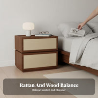Nordic design Two-Drawer Nightstand Minimalist Aesthetic 2-Drawer Fabric Nightstand Space-Saving Design Bedside Table Sturdy Construction for Apartment Dwellers, Homeowners, Beside Bed, Next to Sofa, Living Room, Entryway