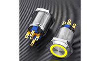 Round Waterproof Push Button Long Mechanical Life Waterproof Stainless Steel Switch for Automotive, Marine