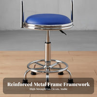 Footrest Circular Footrest Adjustable Rolling Stool with Backrest Ergonomic Back Support Adjustable Drafting Stool with Backrest Padded Seat Swivel Chair Heavy Duty Construction for Medical Personnel, Office Workers, Laboratoryoratory Oratory