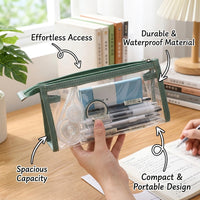 Large Pencil Case Big Capacity, TPU Transparent Stationery for Women, See Through Pouch for Student Supplies and Exam