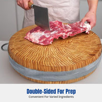 Commercial Bamboo Butcher Block, Thick Round Chopping Board, Double-Sided for Kitchen, Home, Restaurant