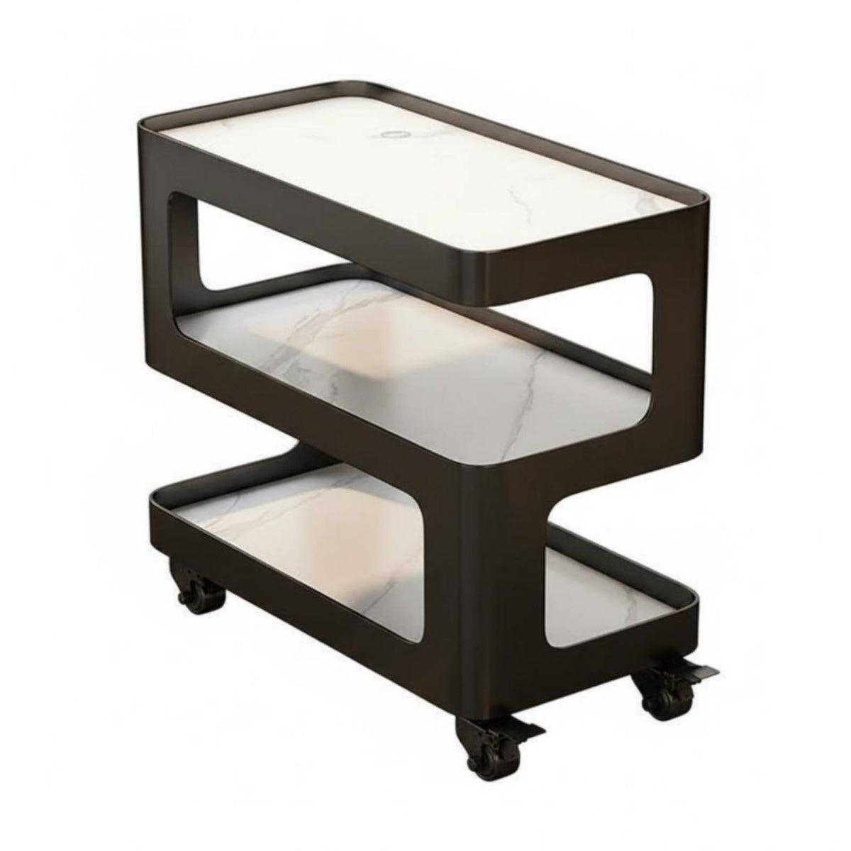 Modern Design Multi-Tier Storage Rolling Trolley on Wheels Space-Saving Design 3-Tier Rolling Stand Easy to Clean Wheeled Side Table Sturdy Construction for Apartment Dwellers, Office Workers, Living Room, Bedroom, Kitchen, Bathroom