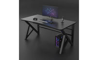 Gaming Desk Built-in Cable Management Carbon Fiber Desk Surface Headphone Hook K-Leg Computer Table for Esports Athletes, Students, Bedroom