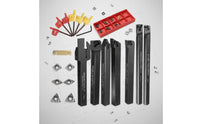 7 Pieces Black Coated Turning Tool Holder Set Wear Resistant Indexable Turning Tool High Hardness Carbide Insert Holder Long-Lasting for Machinists, Professionals, Workshop