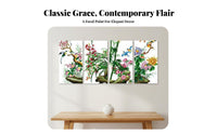 4 Pieces Plum Iris Bamboo Chrysanthemum Embroidery Elegant Design Chinese Cross-Stitch Kit Relaxing Hobby Four Gentlemen Wall Art for Bedroom, Study