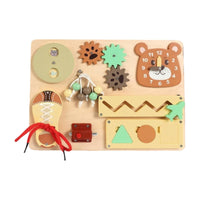 Natural Wood Child-Led Learning Busy Board Sensory Wooden Busy Board Interactive Toy Safe for Children, Home, Preschool