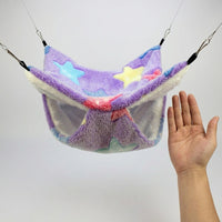 Breathable Hammock and Rat Hammock, Double-Layer Guinea Pig Cage Accessories, Hand-Sewn All-Season Hanging Bed in Starfish Violet
