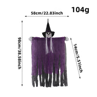 Pointed Hat Hanging Witch Skeleton Decoration Ragged Robe Tattered Witch Wall Hanging Black Underlayer Violet Band