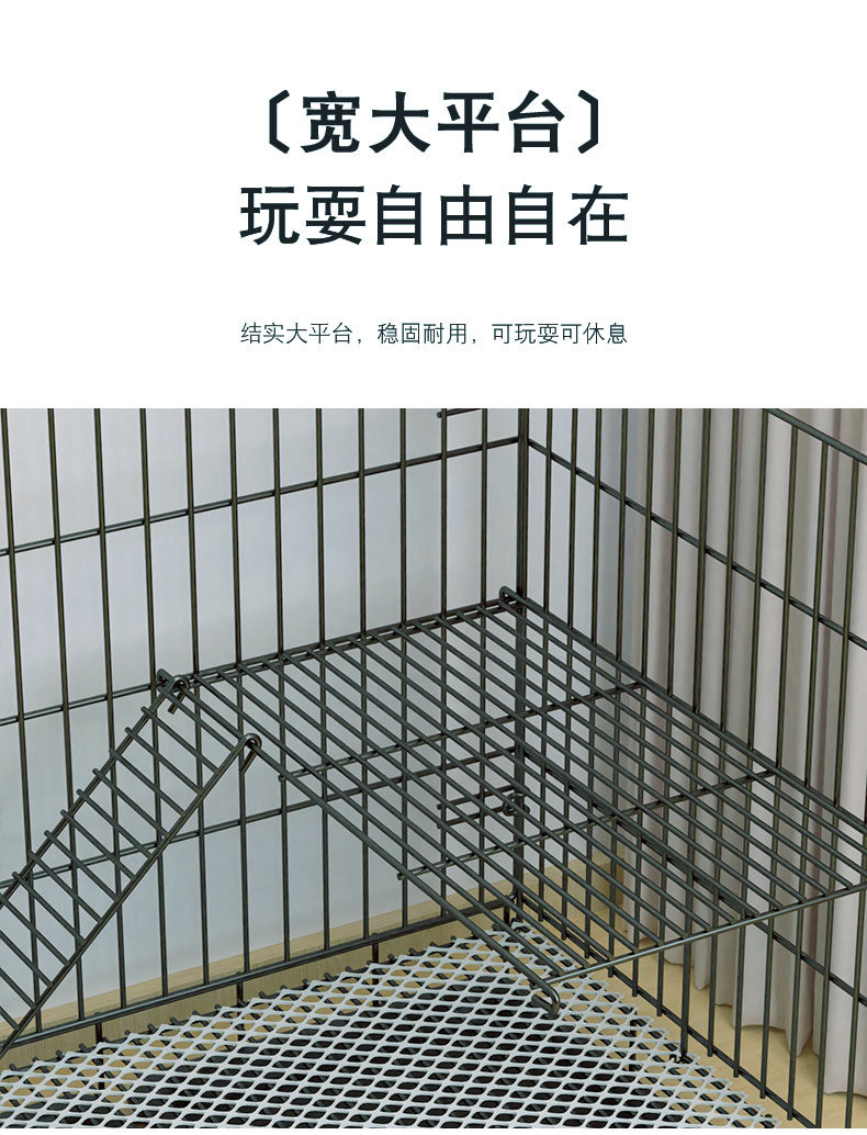 兔笼子家用大号室内养兔子专用别墅自动清粪侏儒兔荷兰猪豚鼠小窝 黑色加密款70*50*60【饮水器+食盒等豪华套餐】