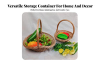 Small Handbasket with Handle Portable Handled Woven Tote Lightweight for outdoor meals