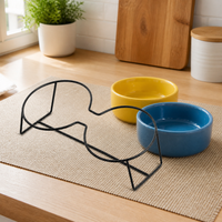 Macaron Ceramic Pet Bowl Set with Elevated Stand for Cats and Dogs, Anti-Vomit and Whisker Fatigue Design