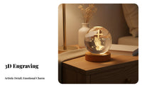 3D Engraved Crystal Ball USB Powered Three-Dimensional Crystal Ball Night Luminous Creativity Gift Christian Theme LED Lamp for Men, Home Decor