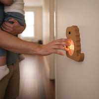 Cartoon Sensor Light Energy Saving Wooden Wall Lamp for Entryway