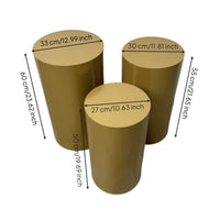 3 Pieces Cylinder Pedestal Set Graduated Sizes Cylinder Pedestal Stand Flat Top Round Column Stand Confection Table, Wedding, Reception