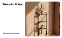 Bohemian Design Macrame Corner Rack Hand-Woven Macrame Corner Hanger Space-Saving Plant Holder Multi-Tiered for Home Decorators, Apartment Dwellers, Pet Owners, Living Room, Bedroom, Balcony, Bathroom