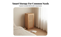 Minimalist Design Rattan Door Bedside Cabinet Multi-Functional Rattan Accent Storage Table Space-Saving Nightstand Versatile for Apartment Dwellers, Homeowners, Interior Decorators, Bedroom, Living Room, Small Areas, Entryway