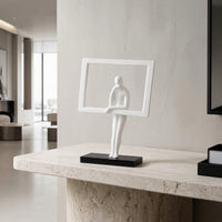 Abstract Figure Sculpture Modern Sculpture with Metal Frame Artistic Highlight Figurine for Bookshelf