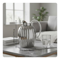 Mirror Finish Water Jug Ribbed Stainless Steel Pitcher Nordic Style Beverage Carafe for Kitchen