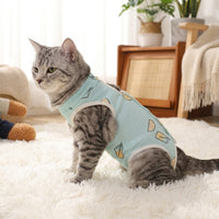 Post Surgery Cat Clothing, Geometric Polyester Recovery Suit, Anti Licking Post Weaning Cat Suit for Cat Recovery, Casual Style Unisex Apparel
