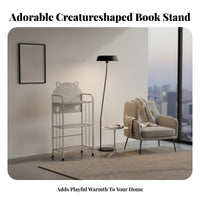 Movable with casters animalchildrened Rolling Rack Space Saving Mobile book rack Multi-Functional Household Storage Easy to Assemble for Children, Students, Office Workers, Living Room, Bedroom, Study, Classroom