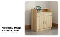 Multifunctional Modern Reception Desk Easy to Clean Reception Desk Sturdy Construction Retail Checkout Counter Multiple Storage Options for Receptionists, Office Workers, Business Owners, Lobby, Medical Office, Restaurant