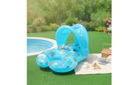 Inflatable Parent-Child Swim Collar Sitting-in Baby Pool Buoy with Steering Wheel Portable Baby Pool Buoy with Seat Sturdy for Toddlers