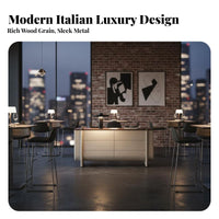 Wood Top Buffet Cabinet Italian Minimalist Styling Living Room Storage Cabinet Designer Design Modern Credenza for Renters, Villa, Entryway