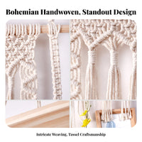 Handmade Macrame Hanging Shelf Natural Cotton Cord Bohemian Wall Shelf Decorative for Home Decorators, Adults, Living Room, Bedroom, Nursery