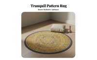 Mandala Circle Carpet Washable Round Mandala Rug Easy to Clean Circular Meditation Mat for Meditators, Spiritual Individuals, Bedroom, Hallway, Office