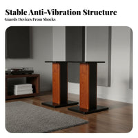 2 Pieces Wood Grain Finish Wooden Bookshelf Speaker Stand Sturdy and Stable High-Fidelity Audio Speaker Rack Anti-Slip Pads Heavy Duty for Audiophiles, Home Theater Enthusiasts, Listening Room