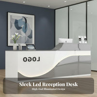 Modern Reception Desk Varnished Surface Ed Finish High Gloss Reception Sturdy Salon Front Desk Storage Stability Suitable for Spa Sales Center Corporate Setting Retail Store