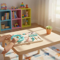 Early Education Child-Centered Driving Simulator Hands-On Learning Wooden Steering Wheel Toy Develops Fine Movement Skills for Preschoolers, Toddlers, Travel