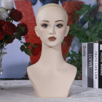 Tabletop Mannequin Bust Display Form Matte Mannequin Head with Shoulders Stable Jewelry Display Bust Lightweight for Salons
