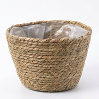 Laundry Basket for Home Office Organization, Set of 3 Lined Woven Seagrass Storage Baskets, Tapered Wicker Hamper Basket