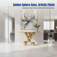 Creative Entryway Table, Luxury Sintered Stone Console, Spherical Stainless Steel Accent, Modern Hallway Decor