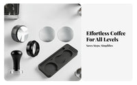 6 Pieces Matte Black Coffee Tamping Set Knurled Espresso Tamper Kit Even Extraction Espresso Accessories Kit Puck Screen