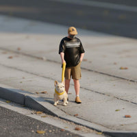 Hand-Painted Dog Stroller Figurine Realistic Intricacy Scale Model Figure Collection Piece Car Display Scene Figurine Resin Material for Display