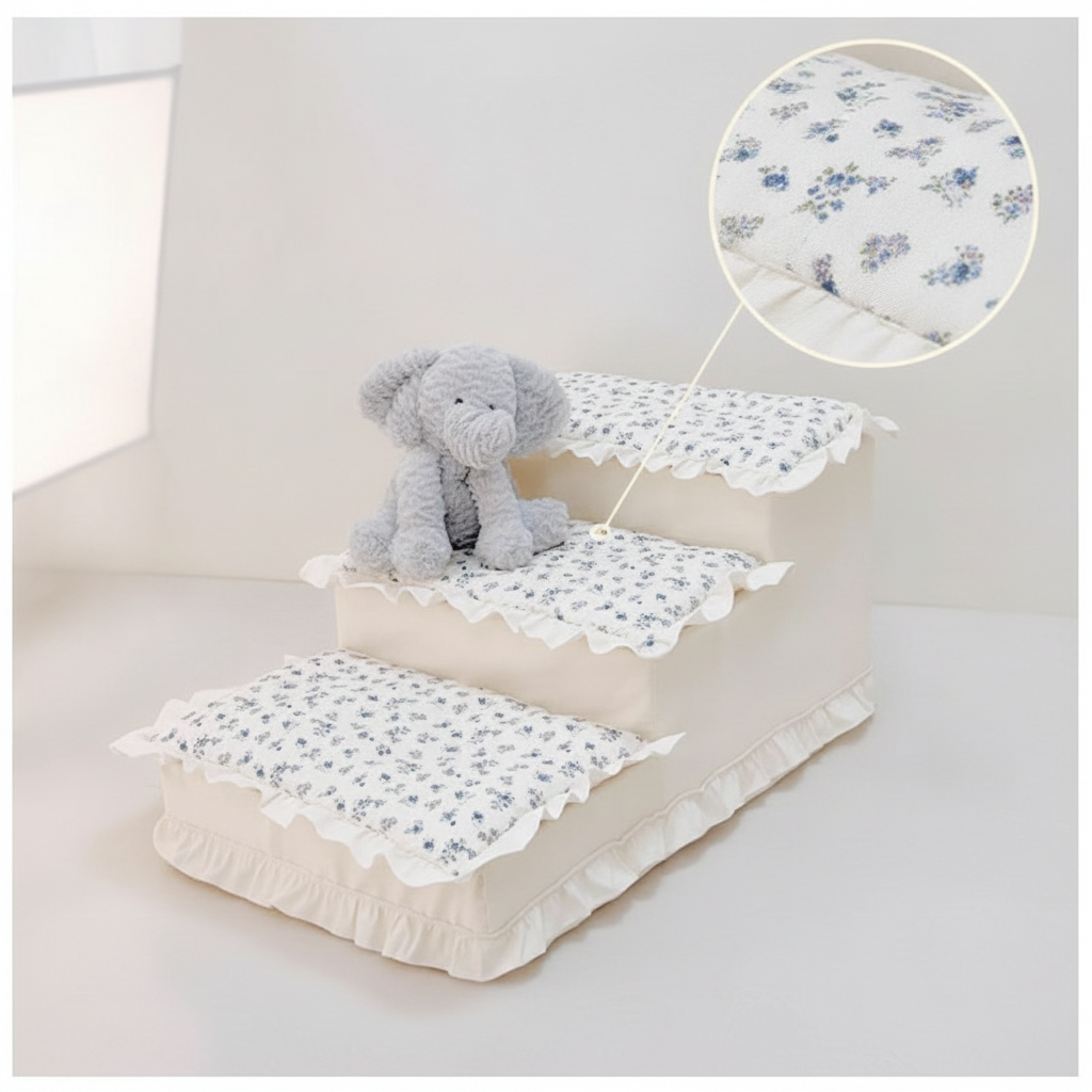Pet Cat Dog Fabric Stairs Non-Slip Climbing Ladder Steps for Bed Sofa Patella Protection