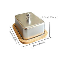 Stainless Steel Butter Dish Compact Butter Dish with Bamboo Tray Easy Clean Cheese Keeper Smooth for Countertop