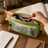 Chinese Style Large Capacity Pencil Case for Middle and High School Students, Vintage Ink Butterfly Double Layer Canvas Stationery Bag