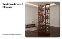 Chinese Design Entryway Screen Space-Saving Design Hollow-out Wood Partition Cabinet Multifunctional Freestanding Room Divider Shelf