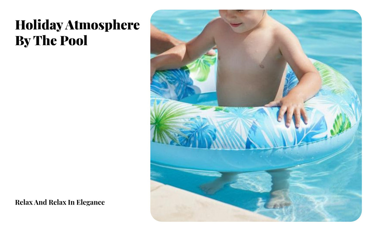 Tropical Leaf Water Lounger Thickened PVC Material Leaf Print Inflatable Tube High Buoyancy Inflatable Swim Tube for Adults, Young Children, Beach