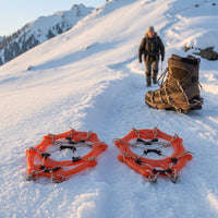 Elastic Ice Crampons with 8 Teeth Stretch-on Shoe Crampons Long-Lasting Ice Spikes Heavy-Duty for Commuters, Hiking