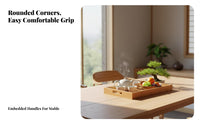 Japanese & design Rectangular Bamboo Tray Natural Artistic Tableware adaptable Serving Ware Raised rim Design fbeverage lovers, Home hosts, Restaurant, Living Room, Kitchen, Parties