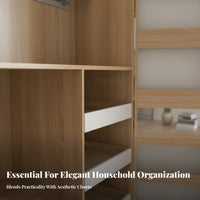 Snack and Drink Organizer Cabinet Large Capacity Tall Sideboard Cabinet Multi-Functional Double Door Storage Cupboard for Families, Homeowners